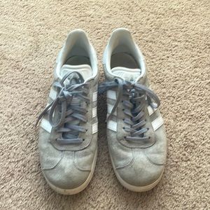 Adidas gazelle gray suede sneakers.